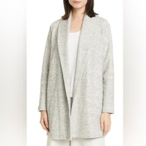 Eileen Fisher Size XL Grey Heather Organic Cotton Terry Shawl Collar Jacket